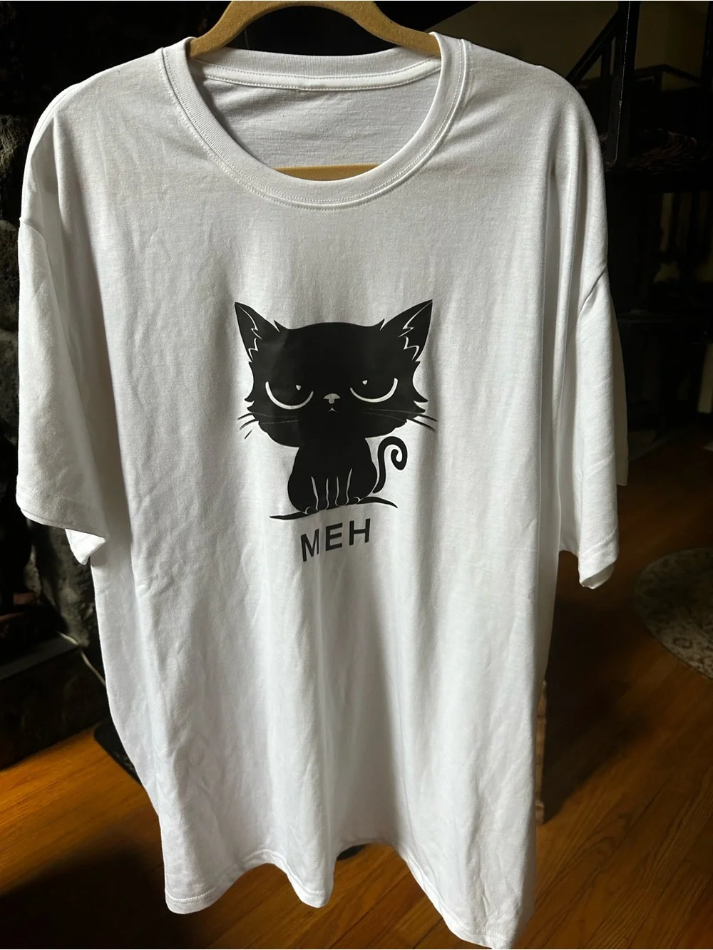 White Cat 'MEH' Graphic Tee and phone holder
